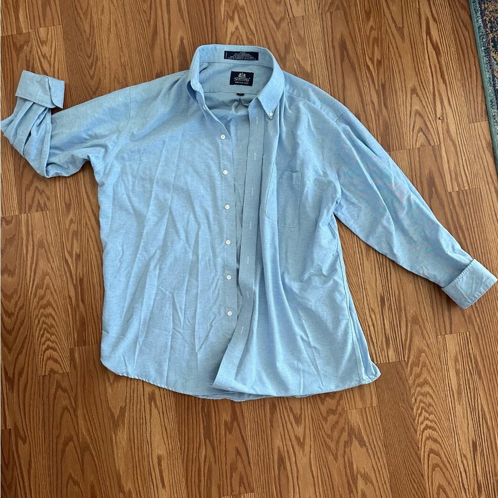 Stafford Blue Casual Button Down Shirt
